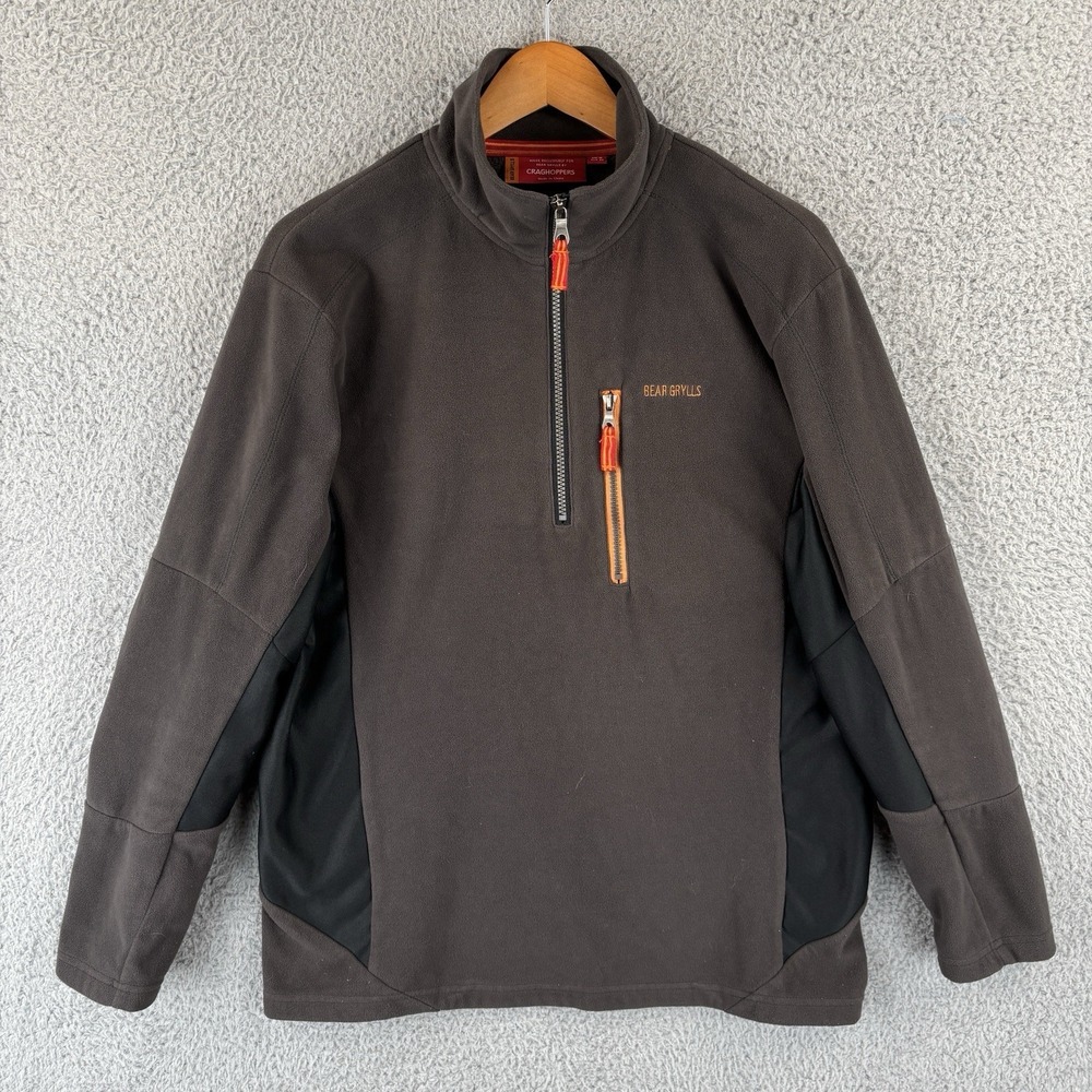 Bear‎ Grylls Craghoppers Fleece Mens Medium Gray 1/2 Zip Sweater Outdoor Hiking